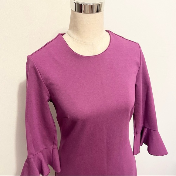 Banana Republic Purple Ponte Flutter Sleeve Career Dress Womens Size 4 - Picture 3 of 10